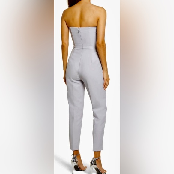 Lavish Alice Pleated Cowl Bandeau Strapless Jumpsuit in Blue Grey - Picture 8 of 11